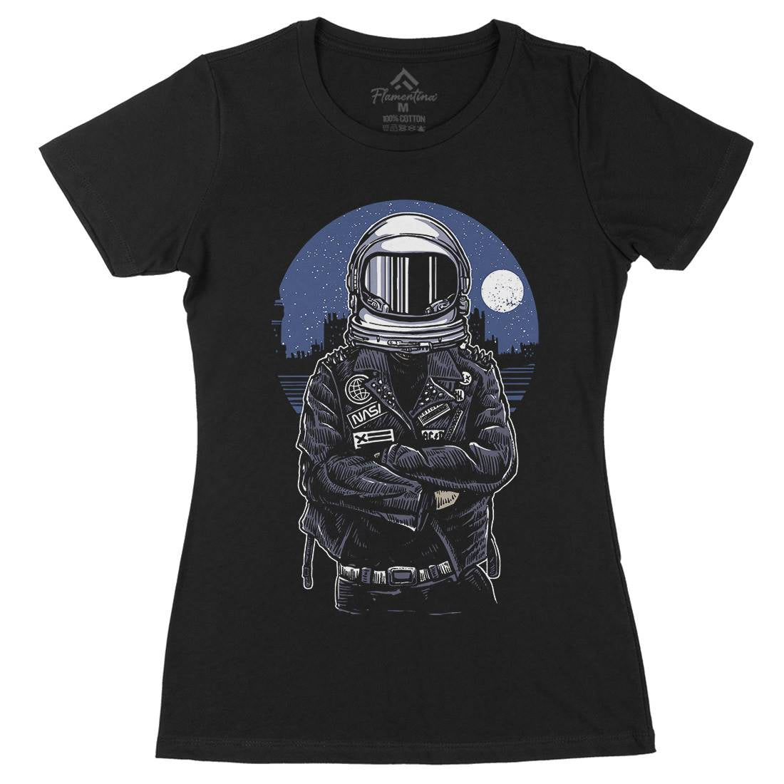 Astronaut Rebel Womens Organic Crew Neck T-Shirt Space A508