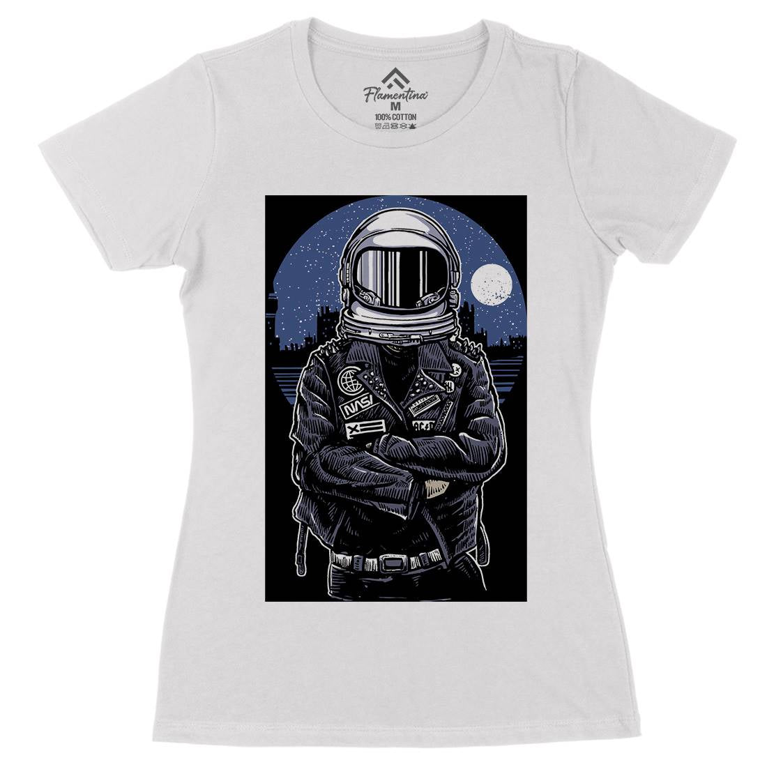 Astronaut Rebel Womens Organic Crew Neck T-Shirt Space A508