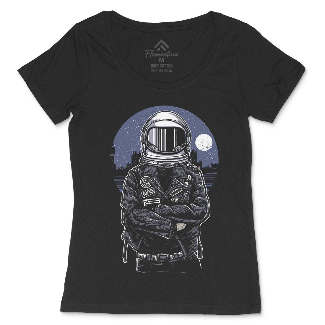 Astronaut Rebel Womens Scoop Neck T-Shirt Space A508