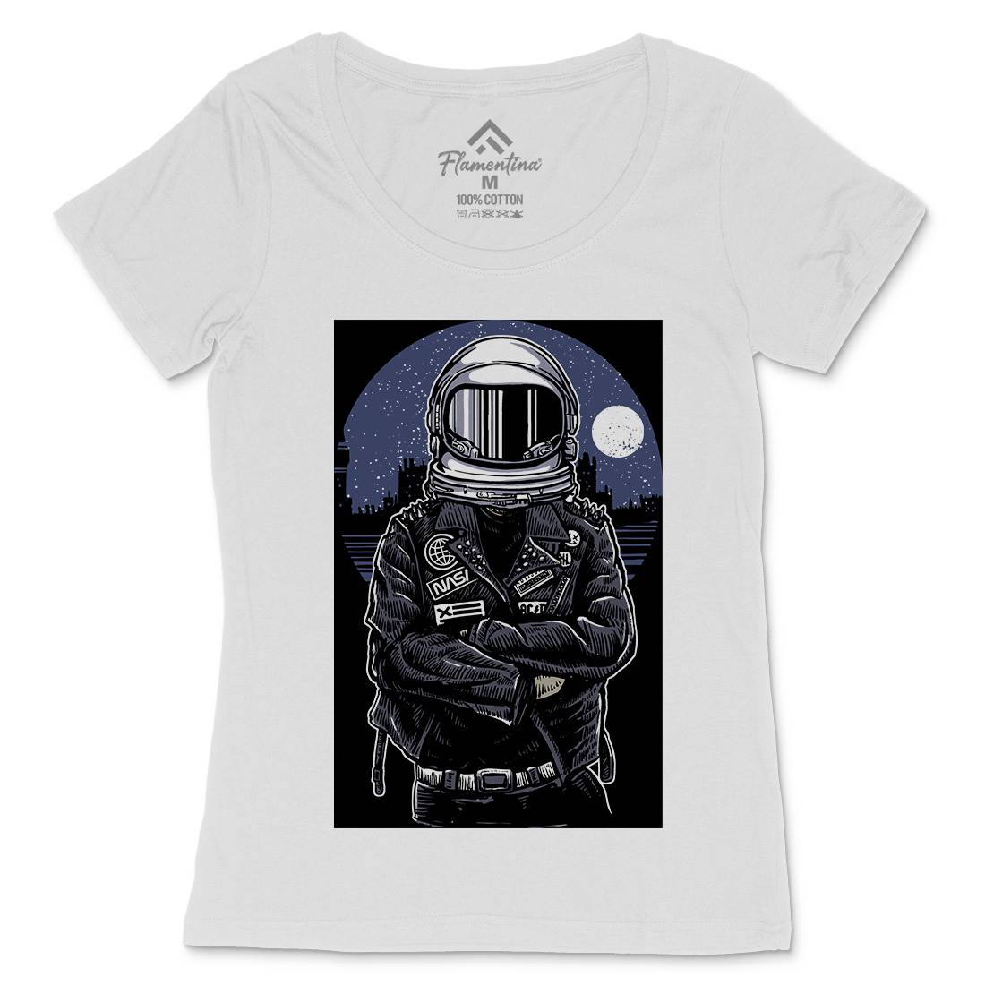 Astronaut Rebel Womens Scoop Neck T-Shirt Space A508