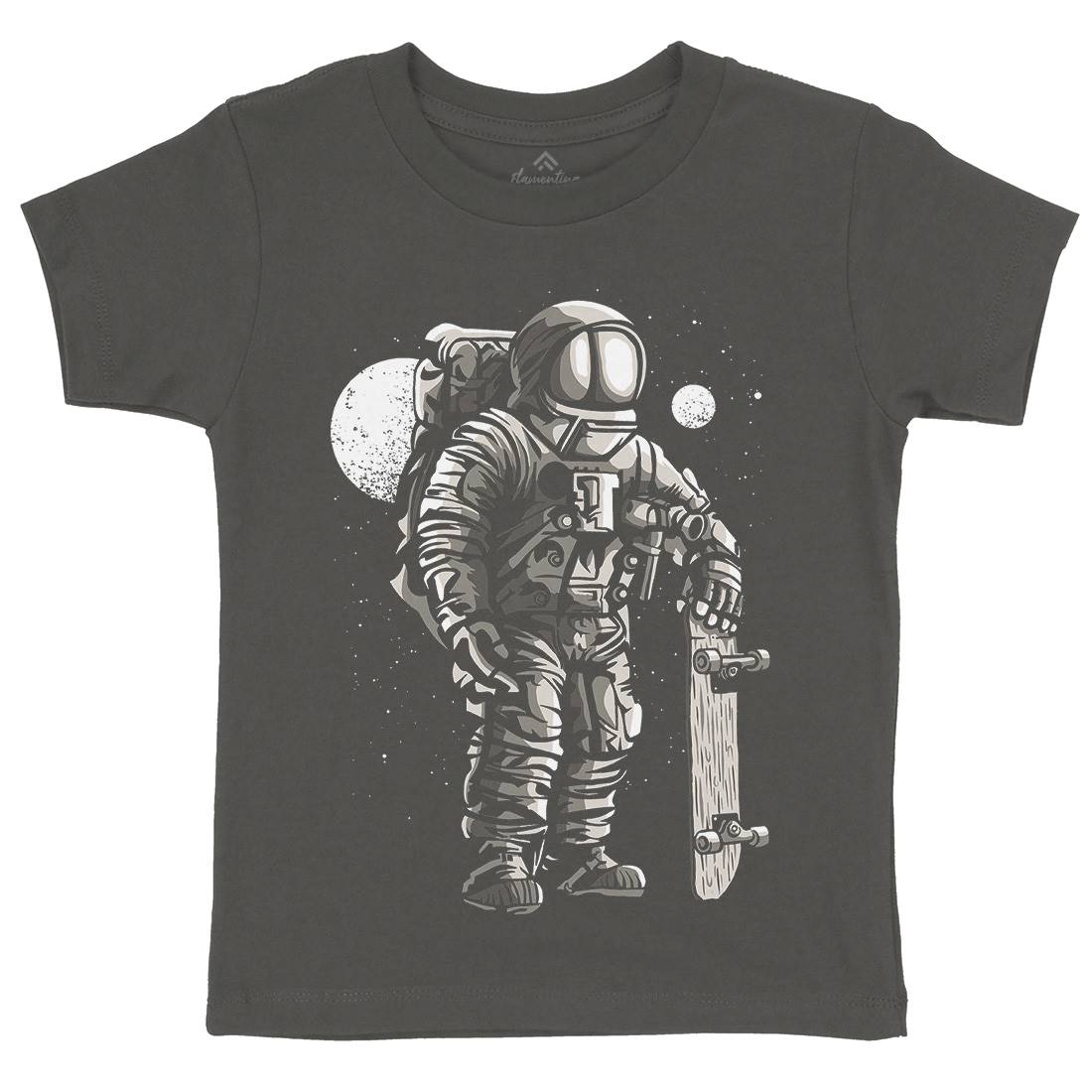 Astronaut Skater Kids Organic Crew Neck T-Shirt Space A509