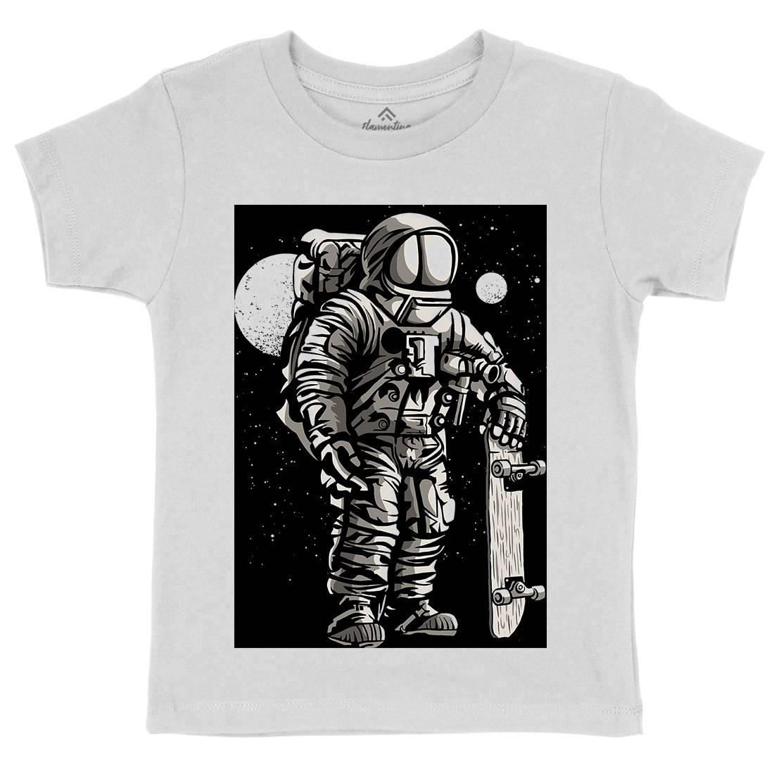 Astronaut Skater Kids Organic Crew Neck T-Shirt Space A509