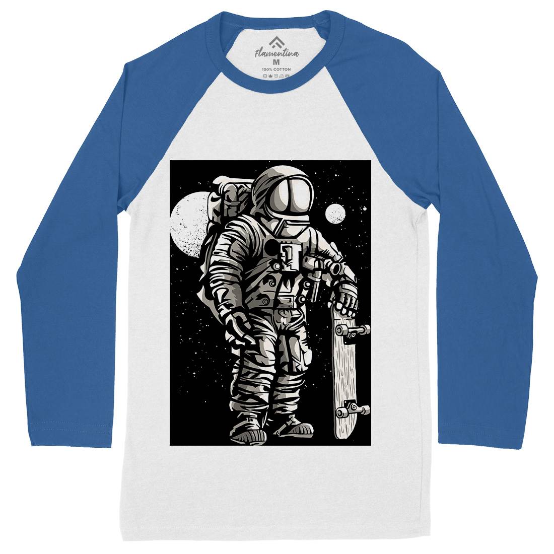Astronaut Skater Mens Long Sleeve Baseball T-Shirt Space A509