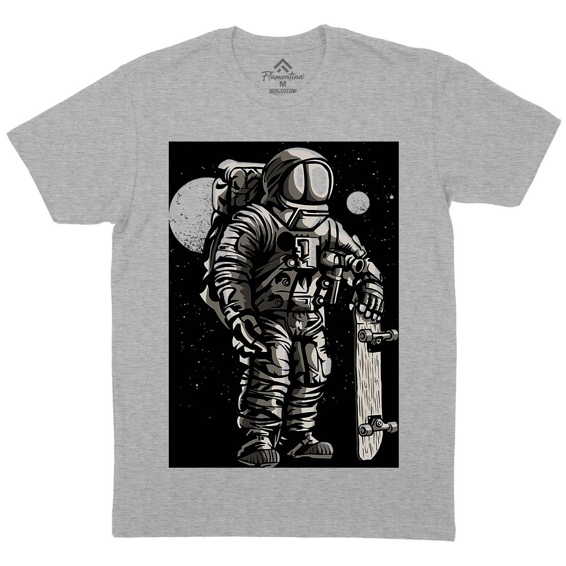 Astronaut Skater Mens Organic Crew Neck T-Shirt Space A509