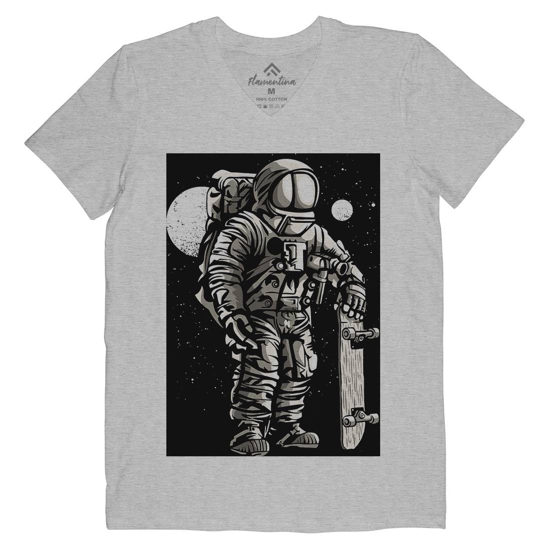 Astronaut Skater Mens V-Neck T-Shirt Space A509