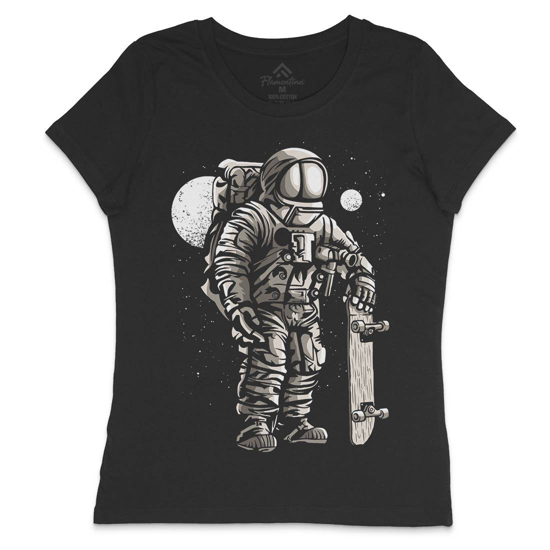 Astronaut Skater Womens Crew Neck T-Shirt Space A509