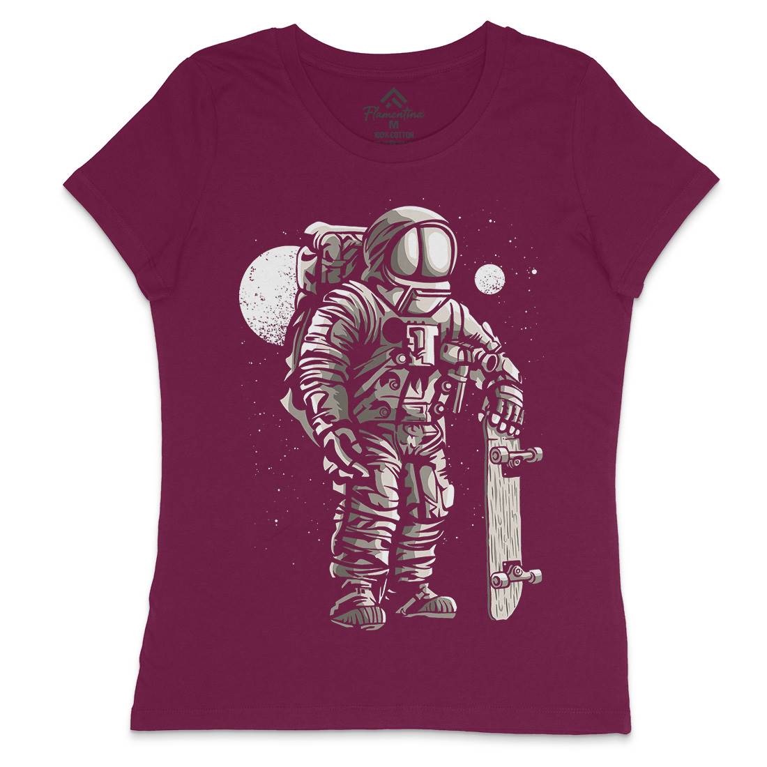 Astronaut Skater Womens Crew Neck T-Shirt Space A509