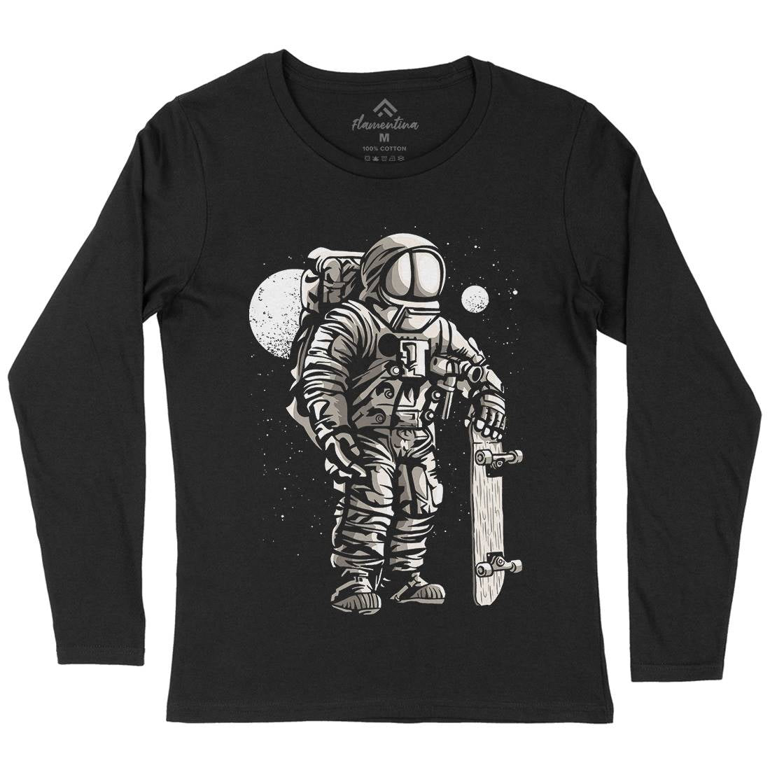 Astronaut Skater Womens Long Sleeve T-Shirt Space A509