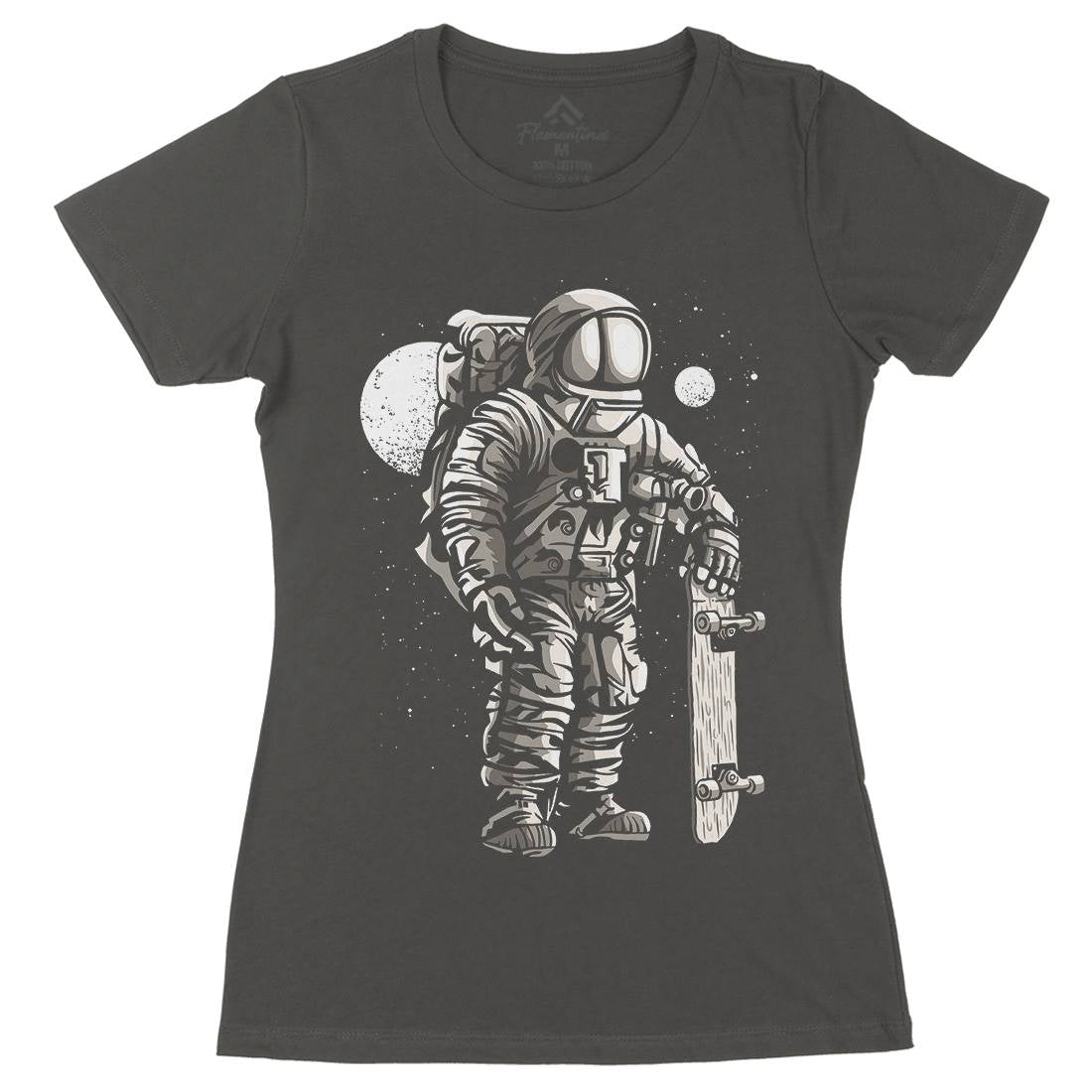 Astronaut Skater Womens Organic Crew Neck T-Shirt Space A509