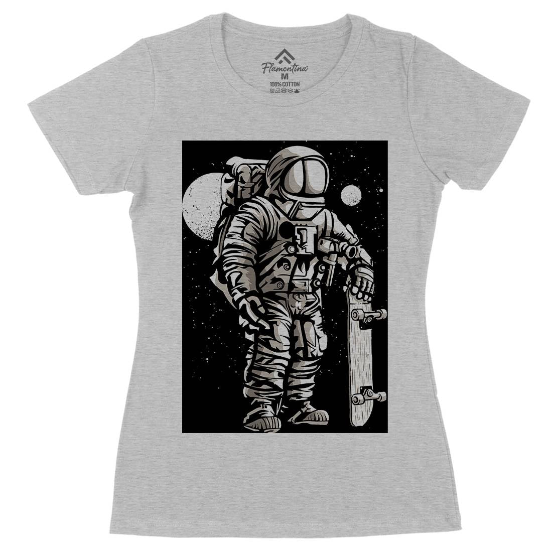 Astronaut Skater Womens Organic Crew Neck T-Shirt Space A509