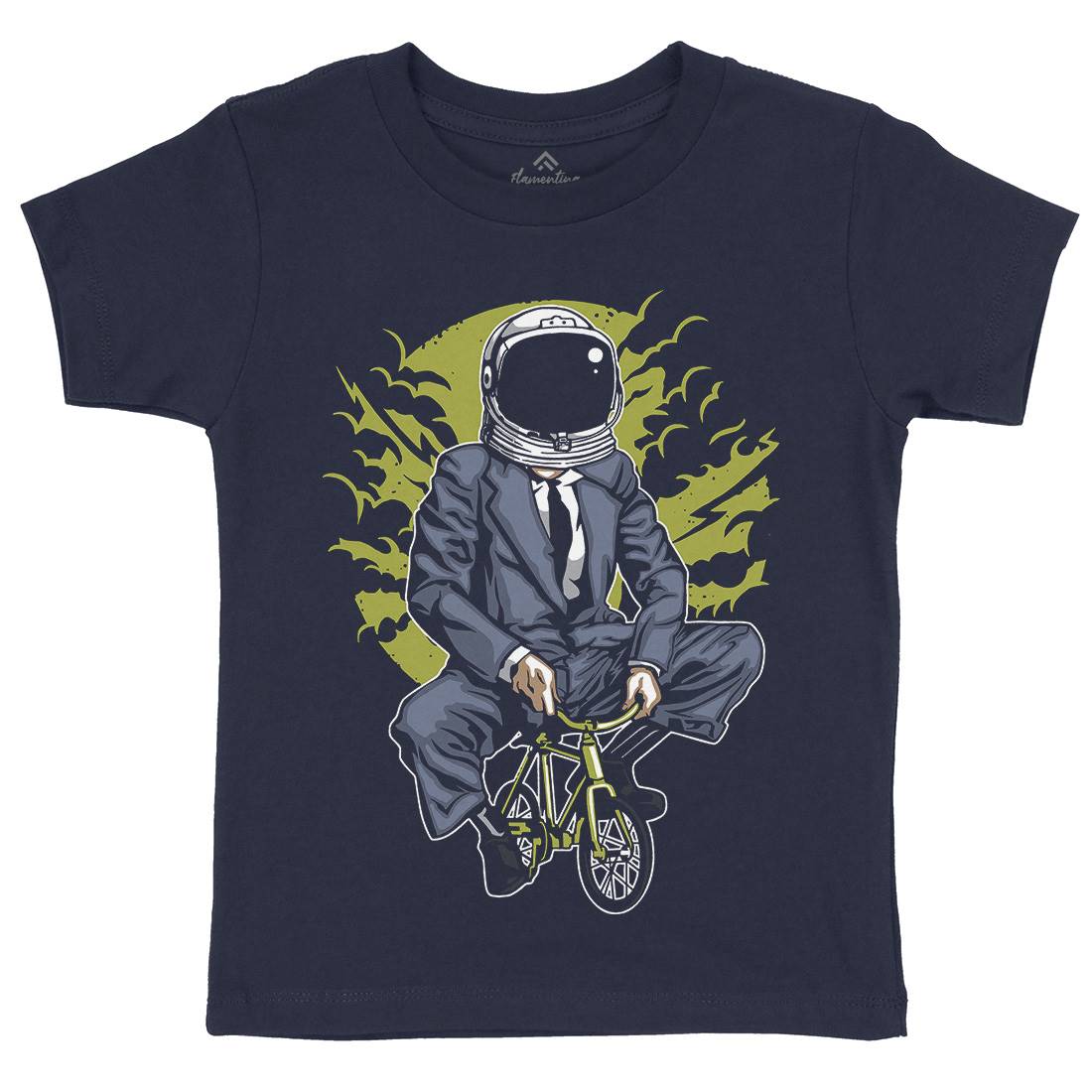 Bike To The Moon Kids Crew Neck T-Shirt Space A511