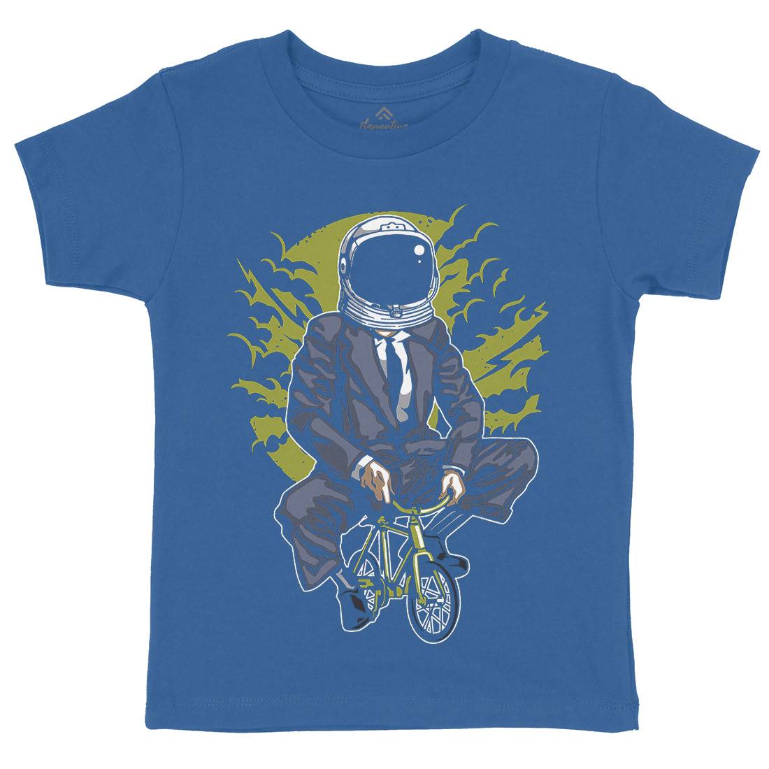 Bike To The Moon Kids Crew Neck T-Shirt Space A511