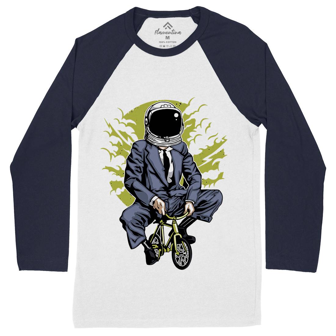 Bike To The Moon Mens Long Sleeve Baseball T-Shirt Space A511