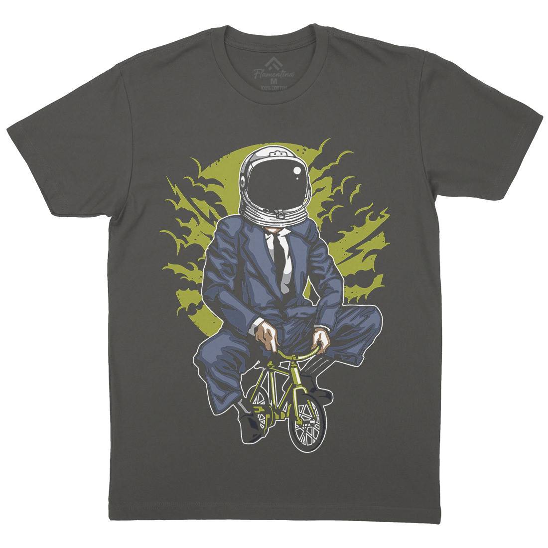 Bike To The Moon Mens Organic Crew Neck T-Shirt Space A511
