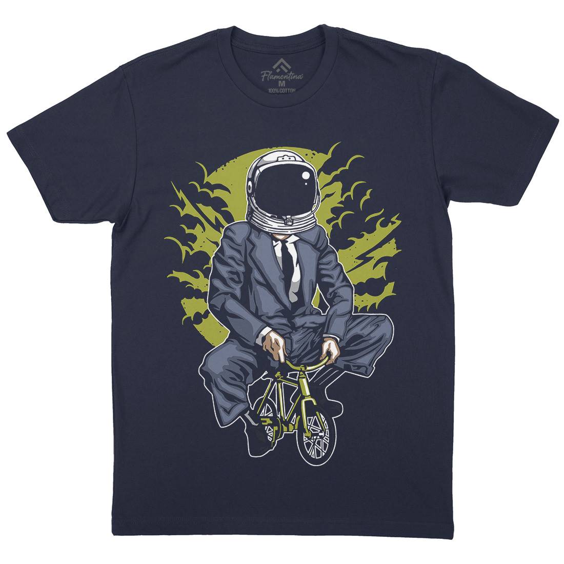 Bike To The Moon Mens Organic Crew Neck T-Shirt Space A511