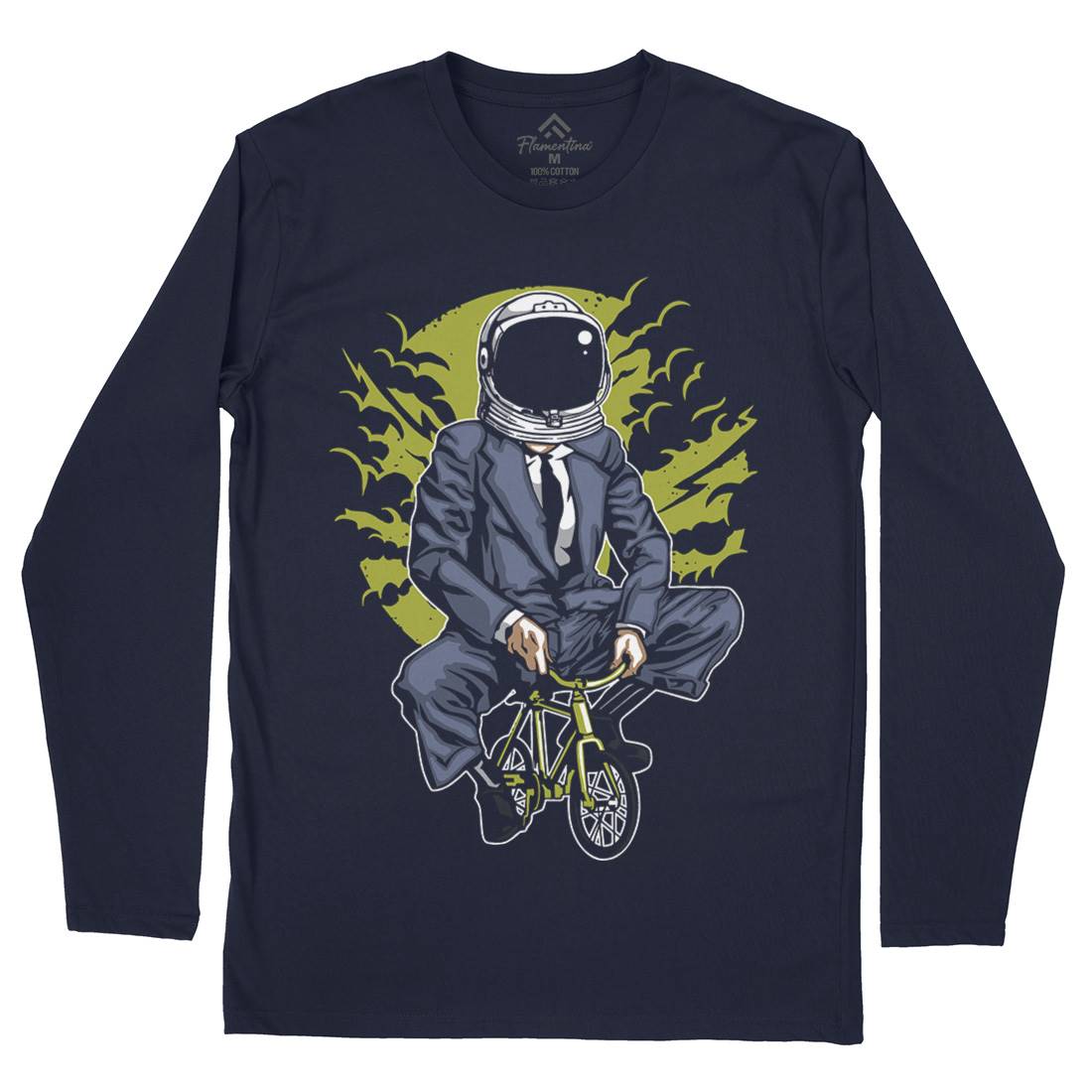 Bike To The Moon Mens Long Sleeve T-Shirt Space A511