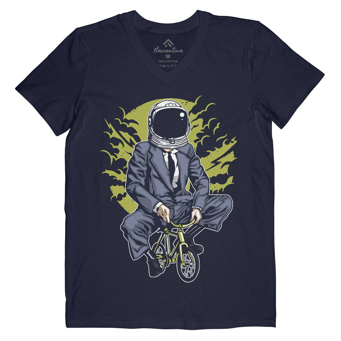 Bike To The Moon Mens V-Neck T-Shirt Space A511