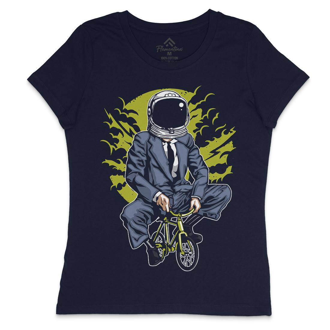 Bike To The Moon Womens Crew Neck T-Shirt Space A511
