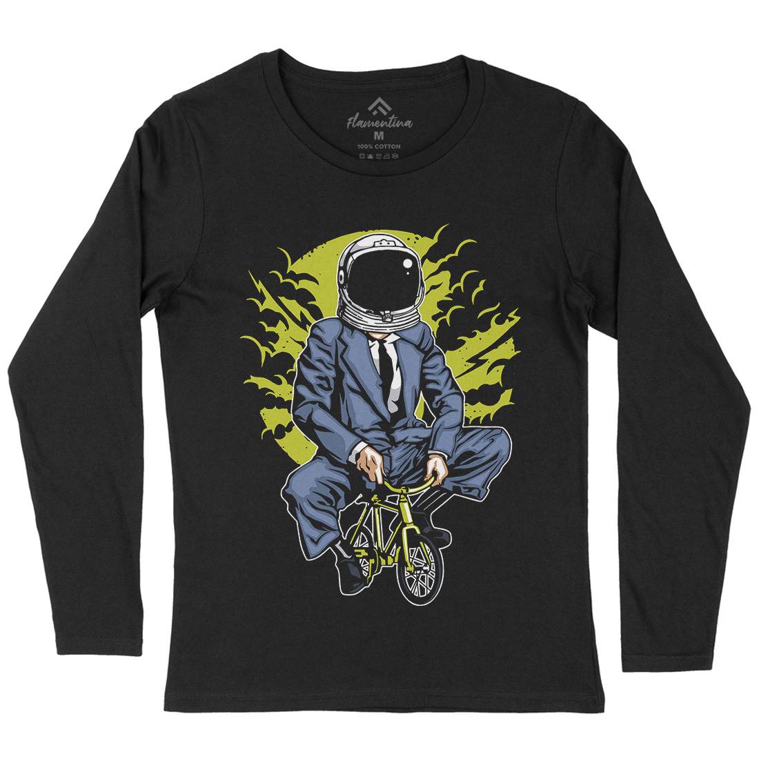 Bike To The Moon Womens Long Sleeve T-Shirt Space A511