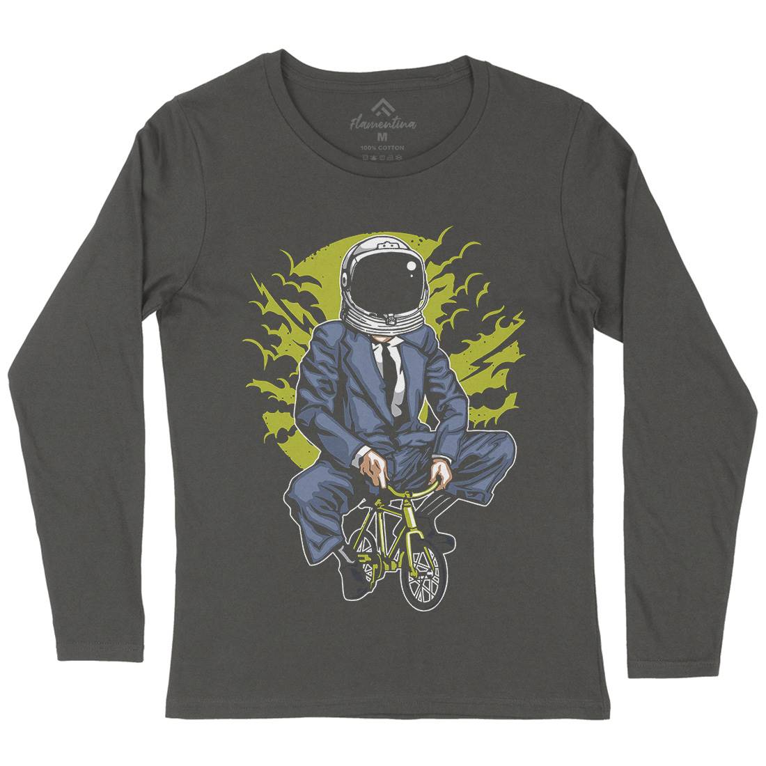 Bike To The Moon Womens Long Sleeve T-Shirt Space A511