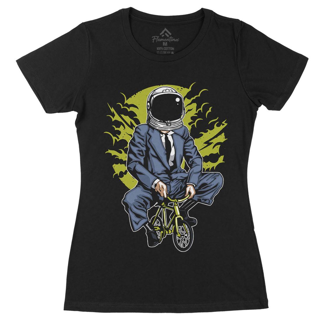 Bike To The Moon Womens Organic Crew Neck T-Shirt Space A511