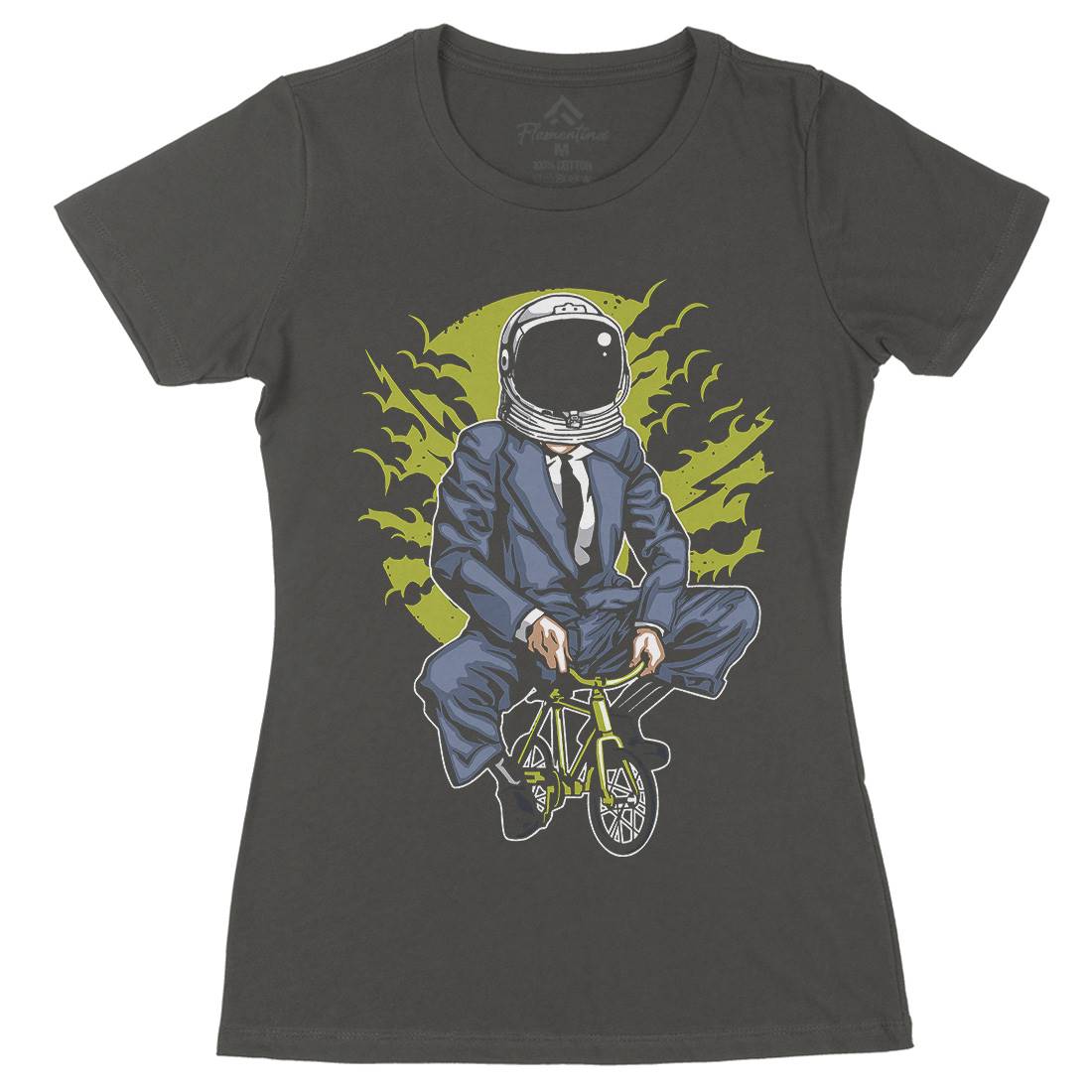 Bike To The Moon Womens Organic Crew Neck T-Shirt Space A511