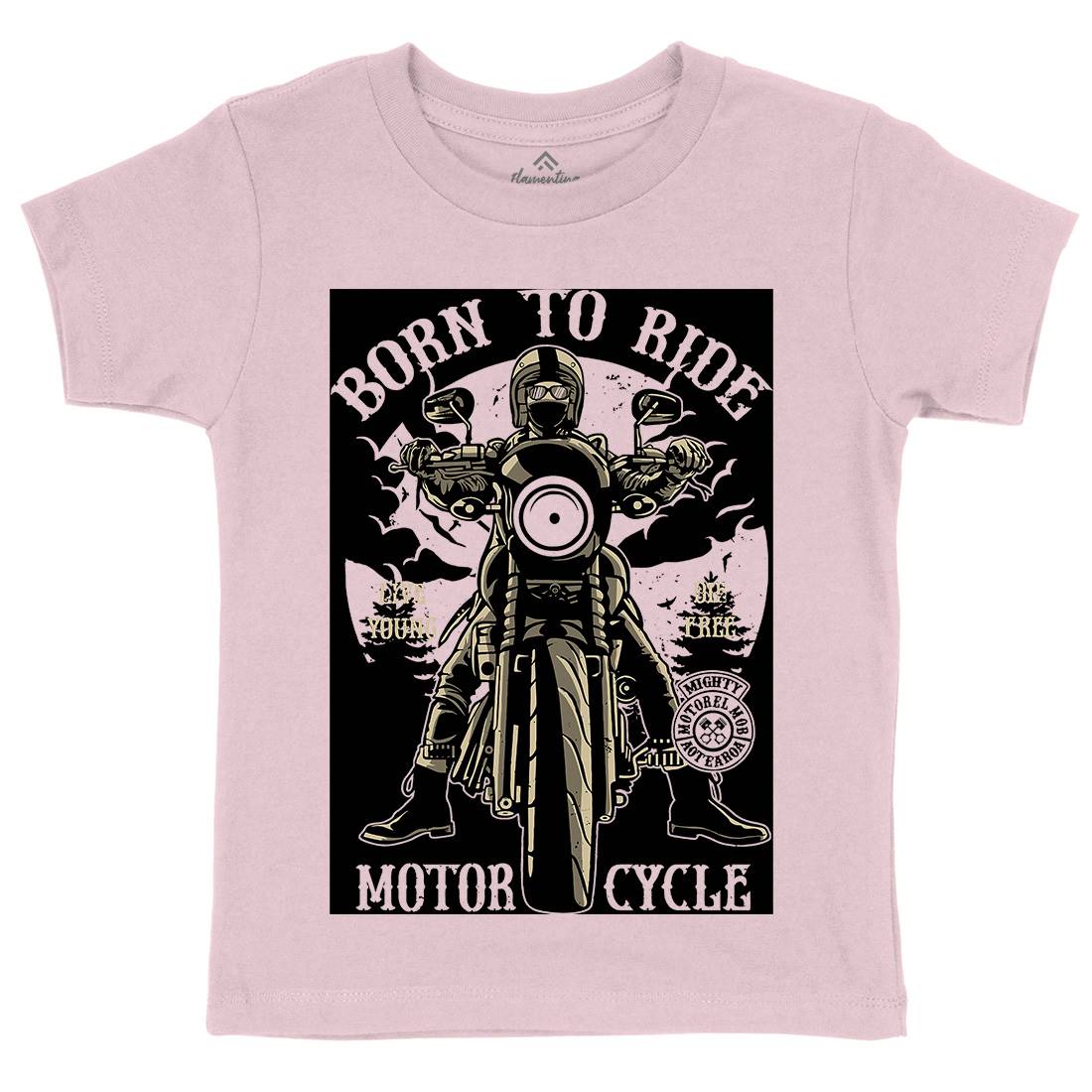 Born To Ride Kids Organic Crew Neck T-Shirt Motorcycles A512