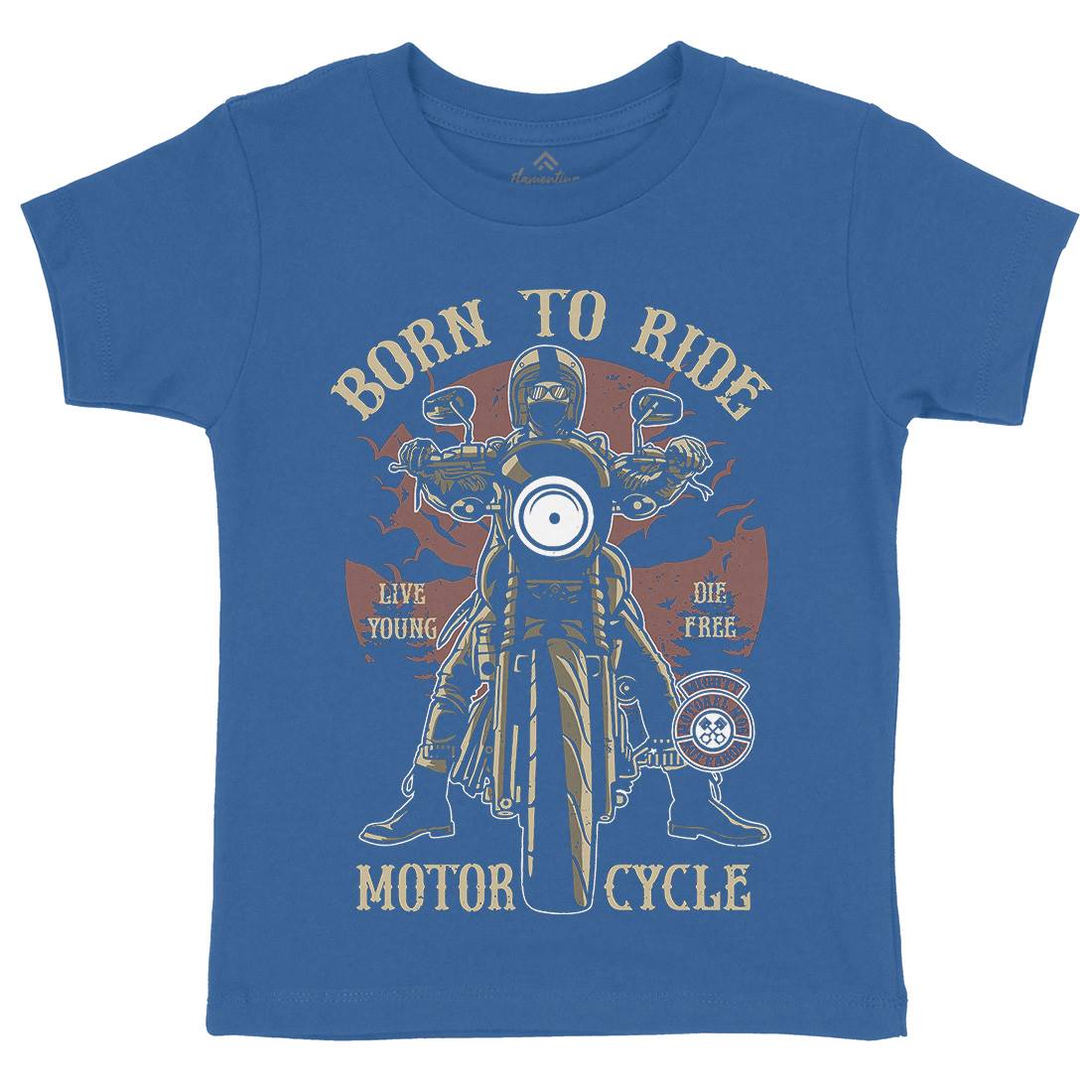 Born To Ride Kids Organic Crew Neck T-Shirt Motorcycles A512