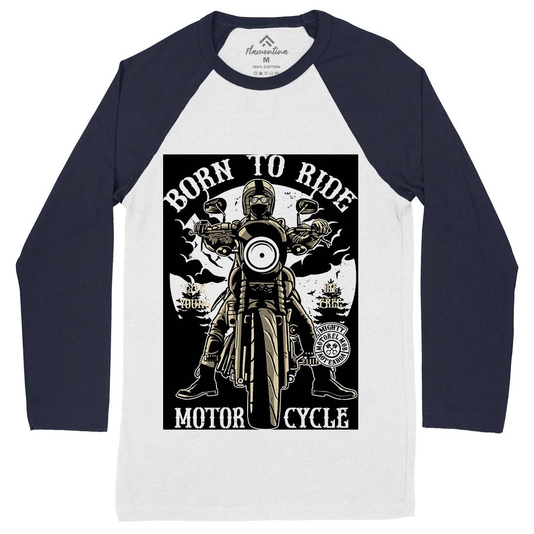 Born To Ride Mens Long Sleeve Baseball T-Shirt Motorcycles A512