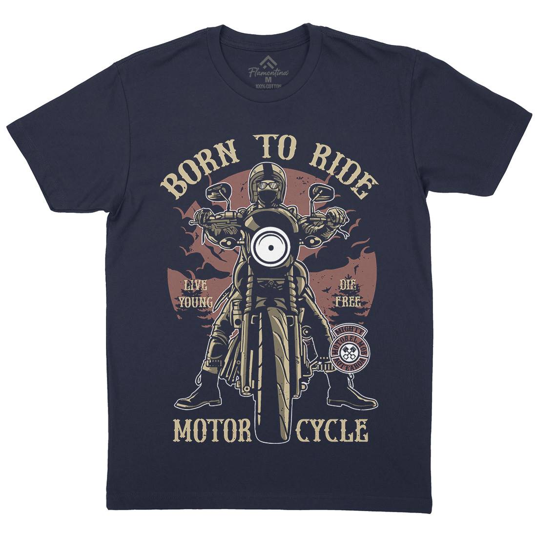 Born To Ride Mens Organic Crew Neck T-Shirt Motorcycles A512