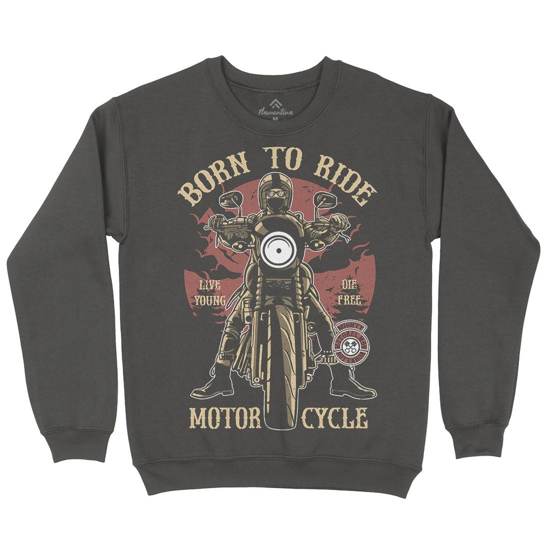 Born To Ride Mens Crew Neck Sweatshirt Motorcycles A512