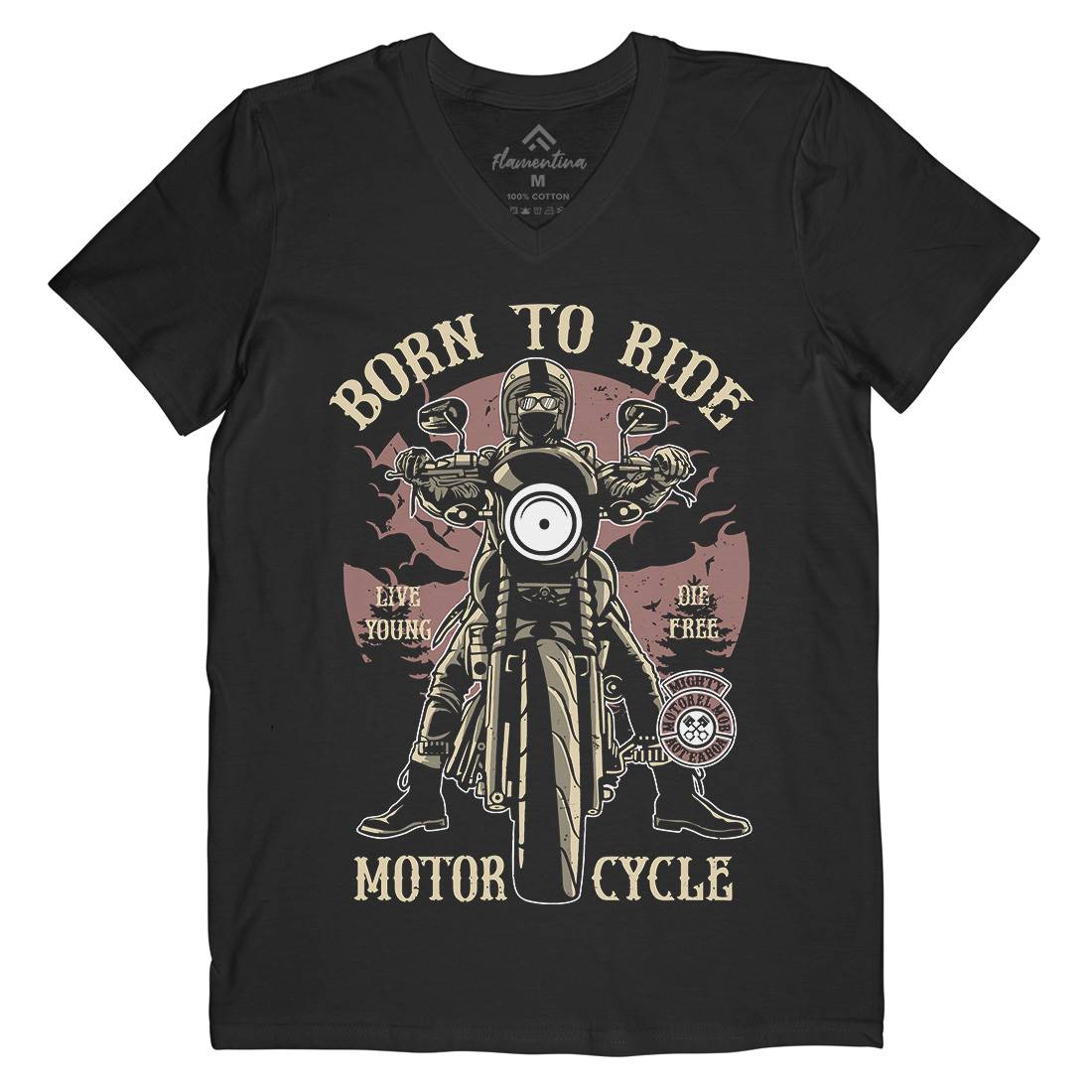 Born To Ride Mens Organic V-Neck T-Shirt Motorcycles A512