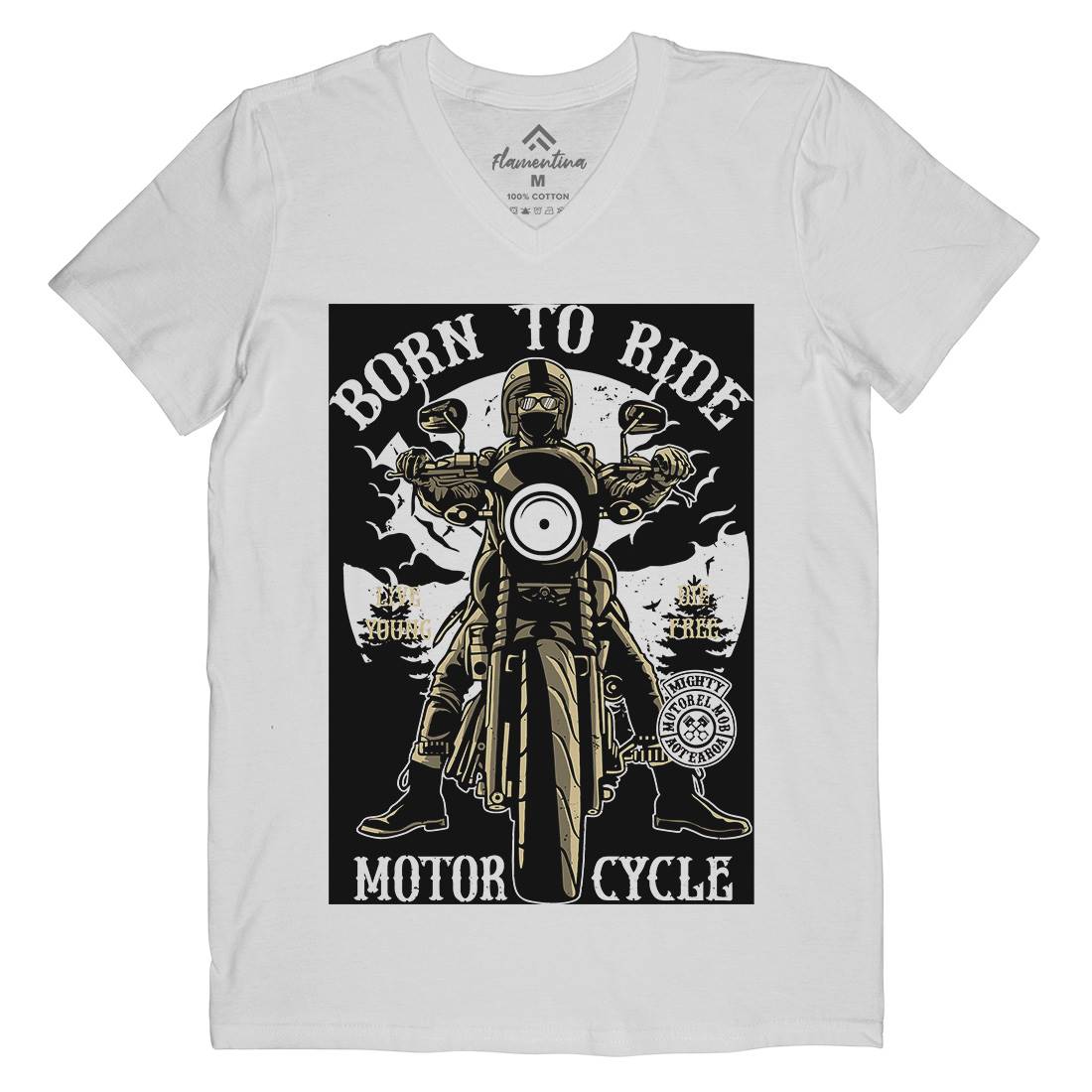 Born To Ride Mens V-Neck T-Shirt Motorcycles A512