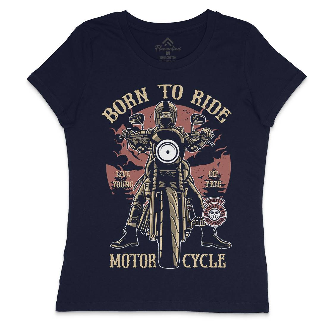 Born To Ride Womens Crew Neck T-Shirt Motorcycles A512