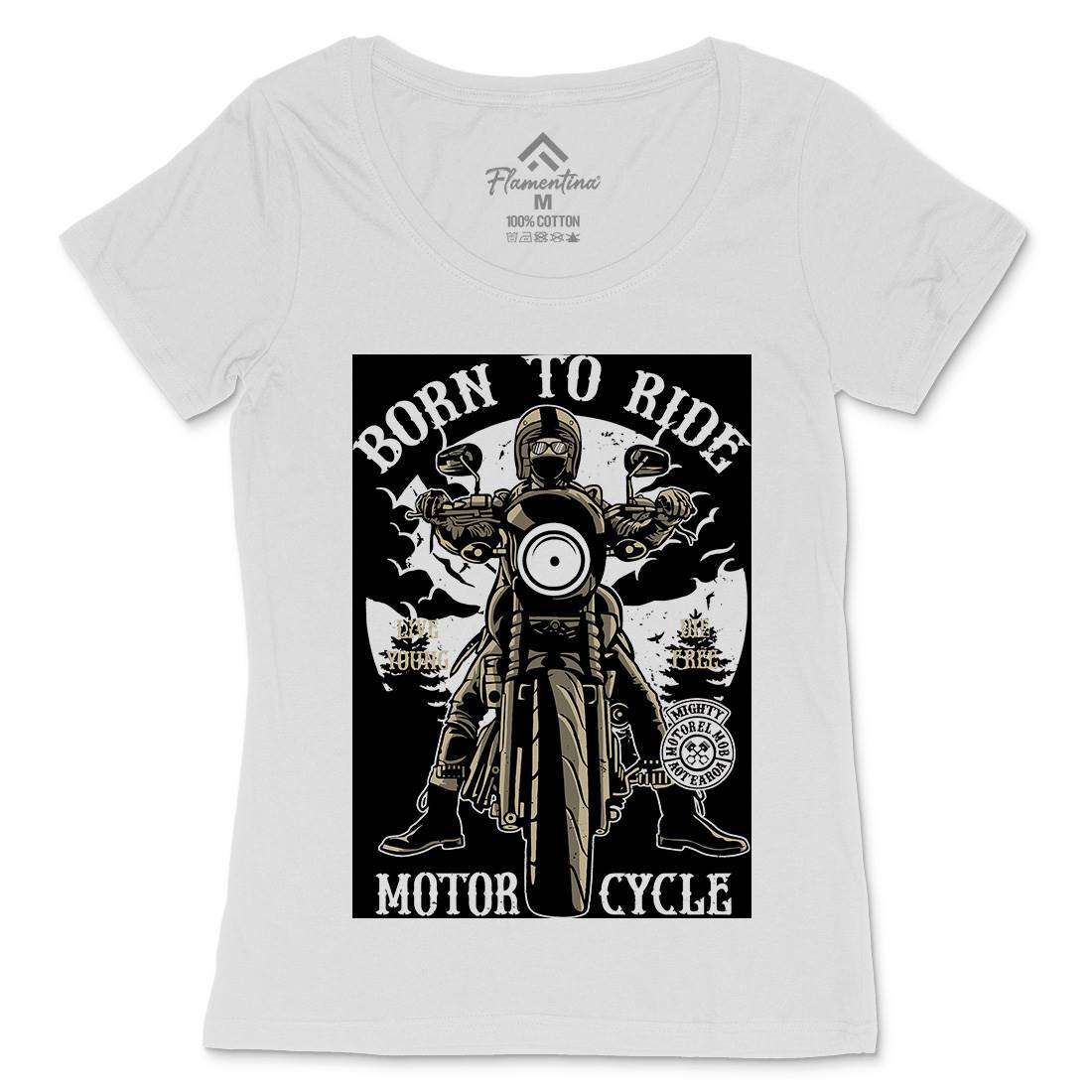 Born To Ride Womens Scoop Neck T-Shirt Motorcycles A512
