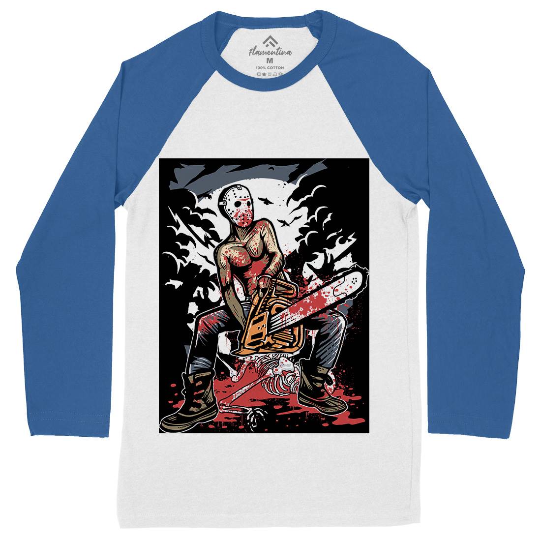 Chainsaw Killer Mens Long Sleeve Baseball T-Shirt Horror A515