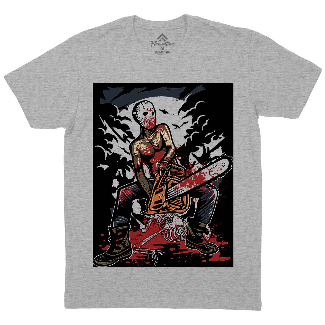 Chainsaw Killer Mens Crew Neck T-Shirt Horror A515