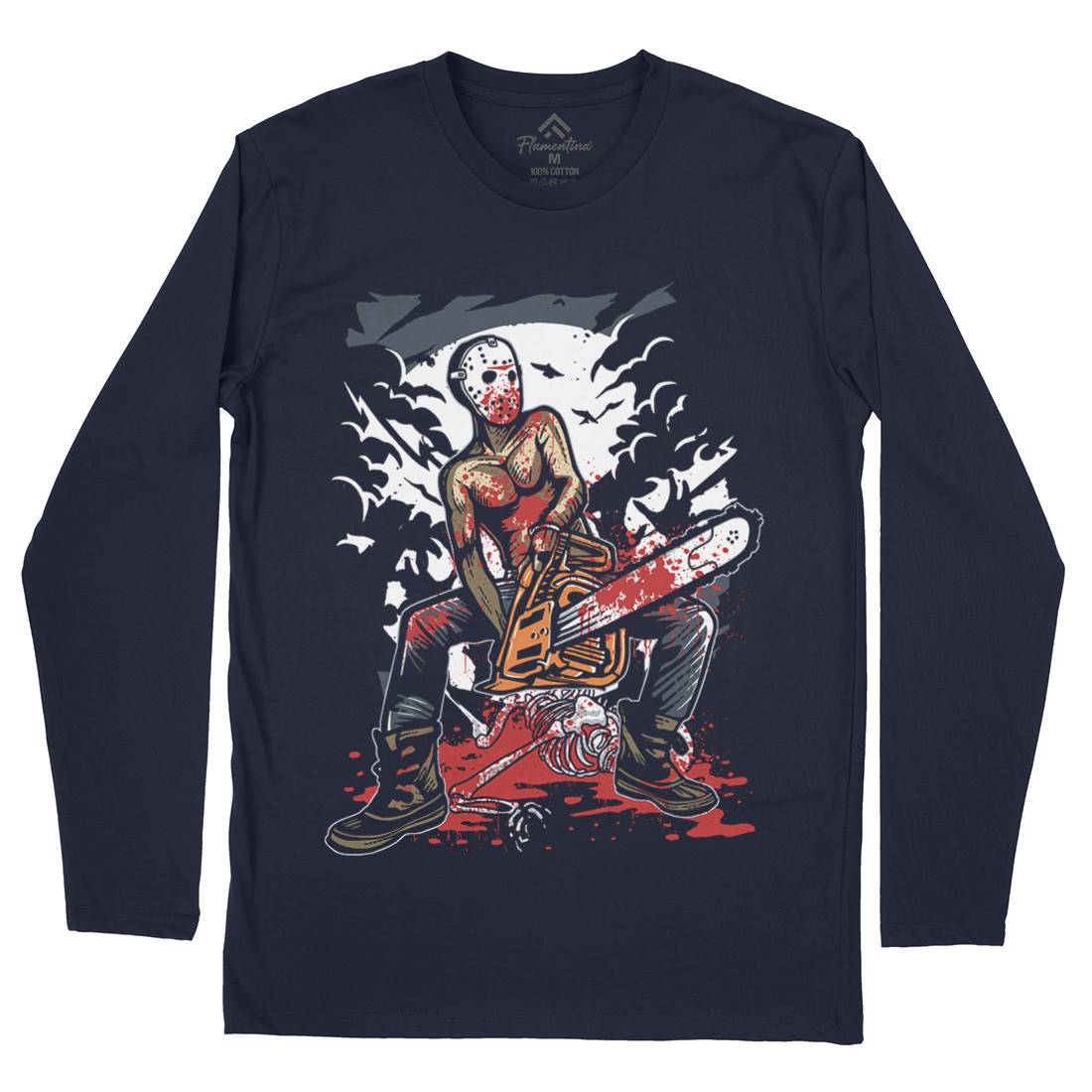 Chainsaw Killer Mens Long Sleeve T-Shirt Horror A515