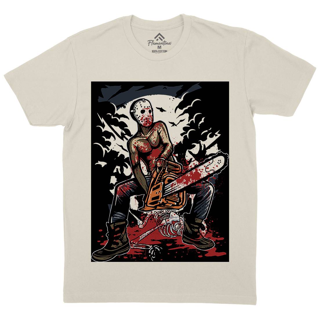 Chainsaw Killer Mens Organic Crew Neck T-Shirt Horror A515
