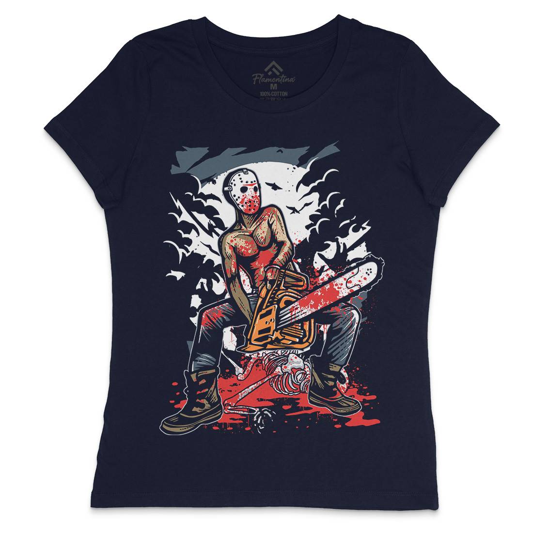 Chainsaw Killer Womens Crew Neck T-Shirt Horror A515