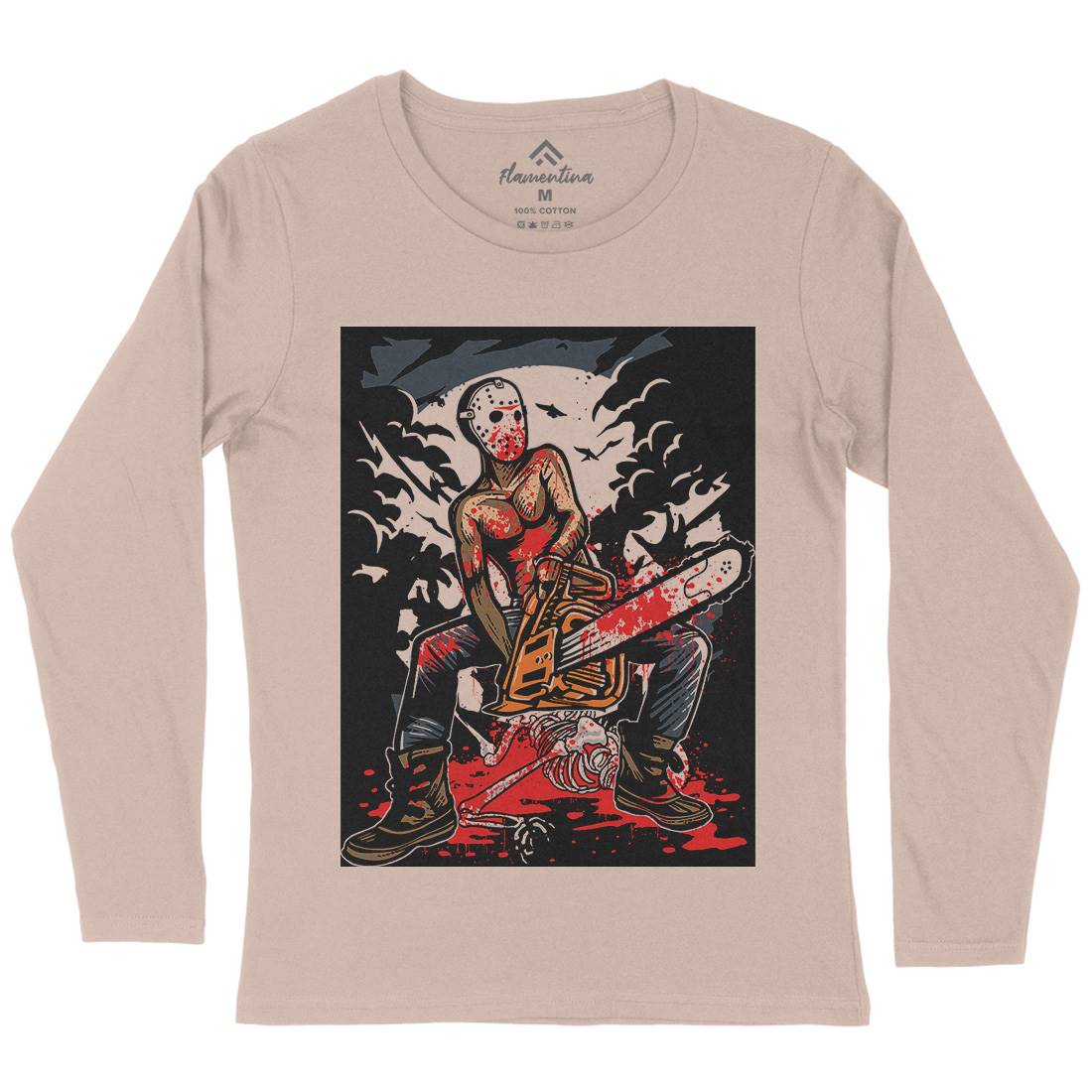 Chainsaw Killer Womens Long Sleeve T-Shirt Horror A515