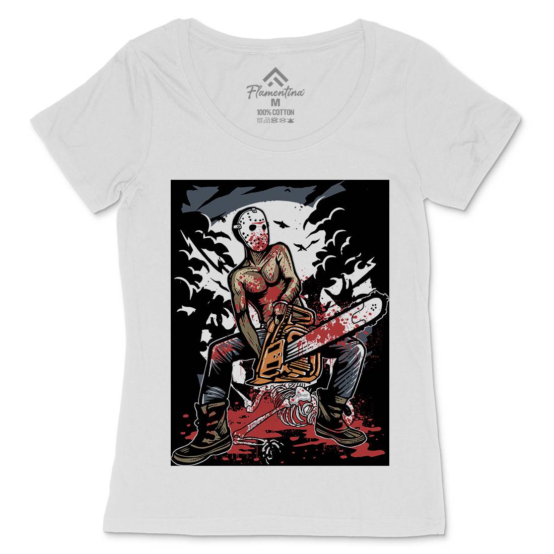Chainsaw Killer Womens Scoop Neck T-Shirt Horror A515