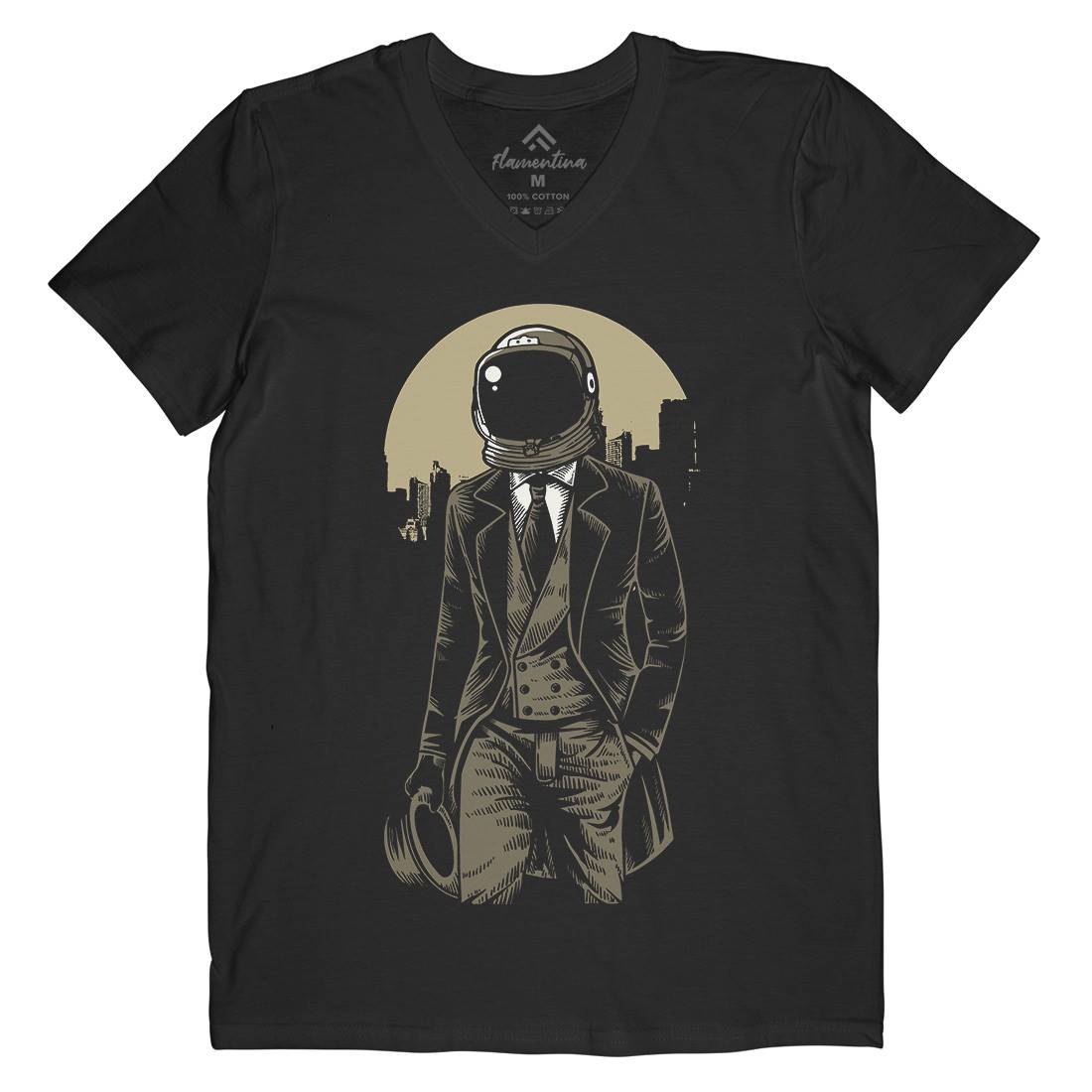 Classic Astronaut Mens Organic V-Neck T-Shirt Space A516