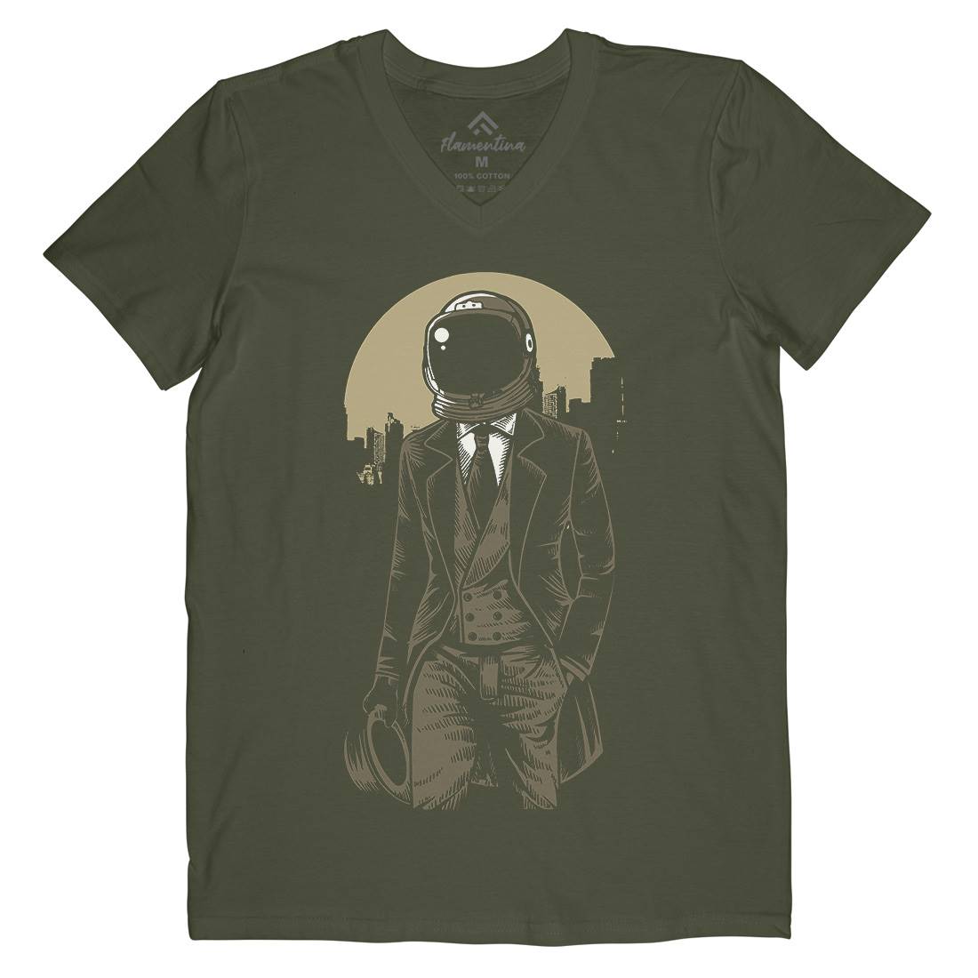 Classic Astronaut Mens Organic V-Neck T-Shirt Space A516