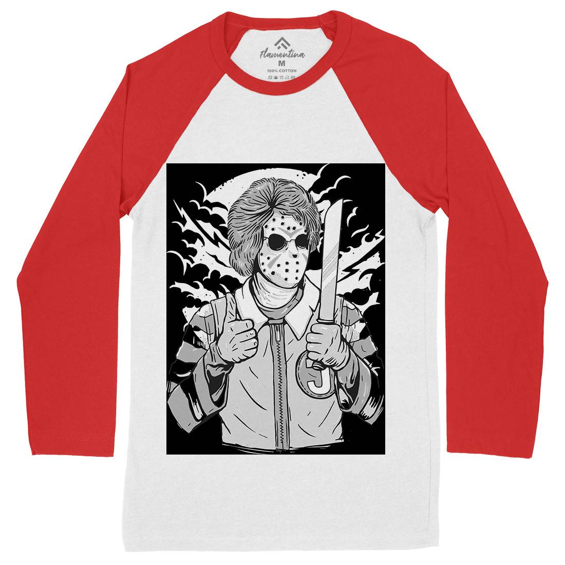 Clown Killer Mens Long Sleeve Baseball T-Shirt Horror A517