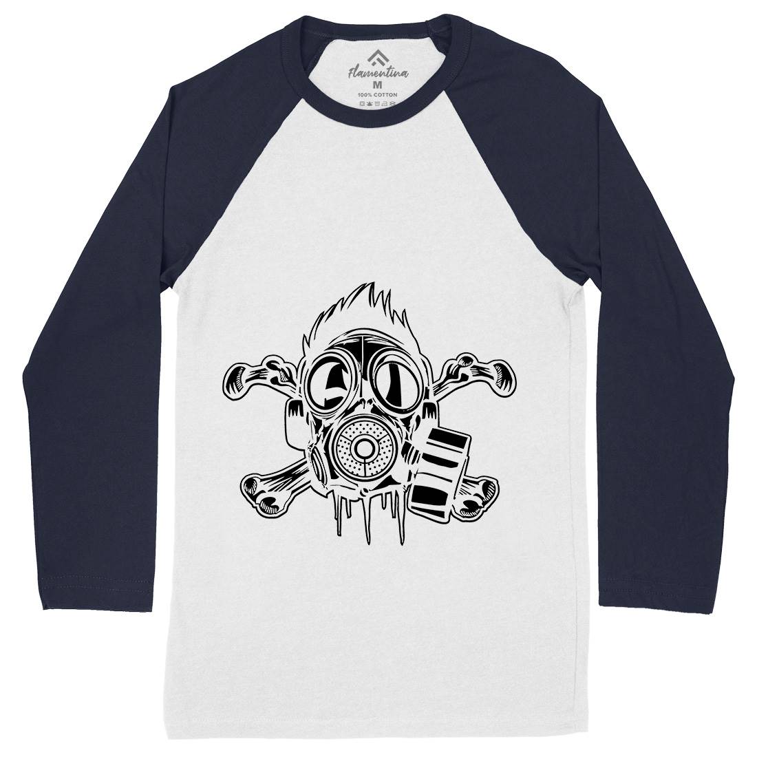 Cross Bones Mens Long Sleeve Baseball T-Shirt Horror A518