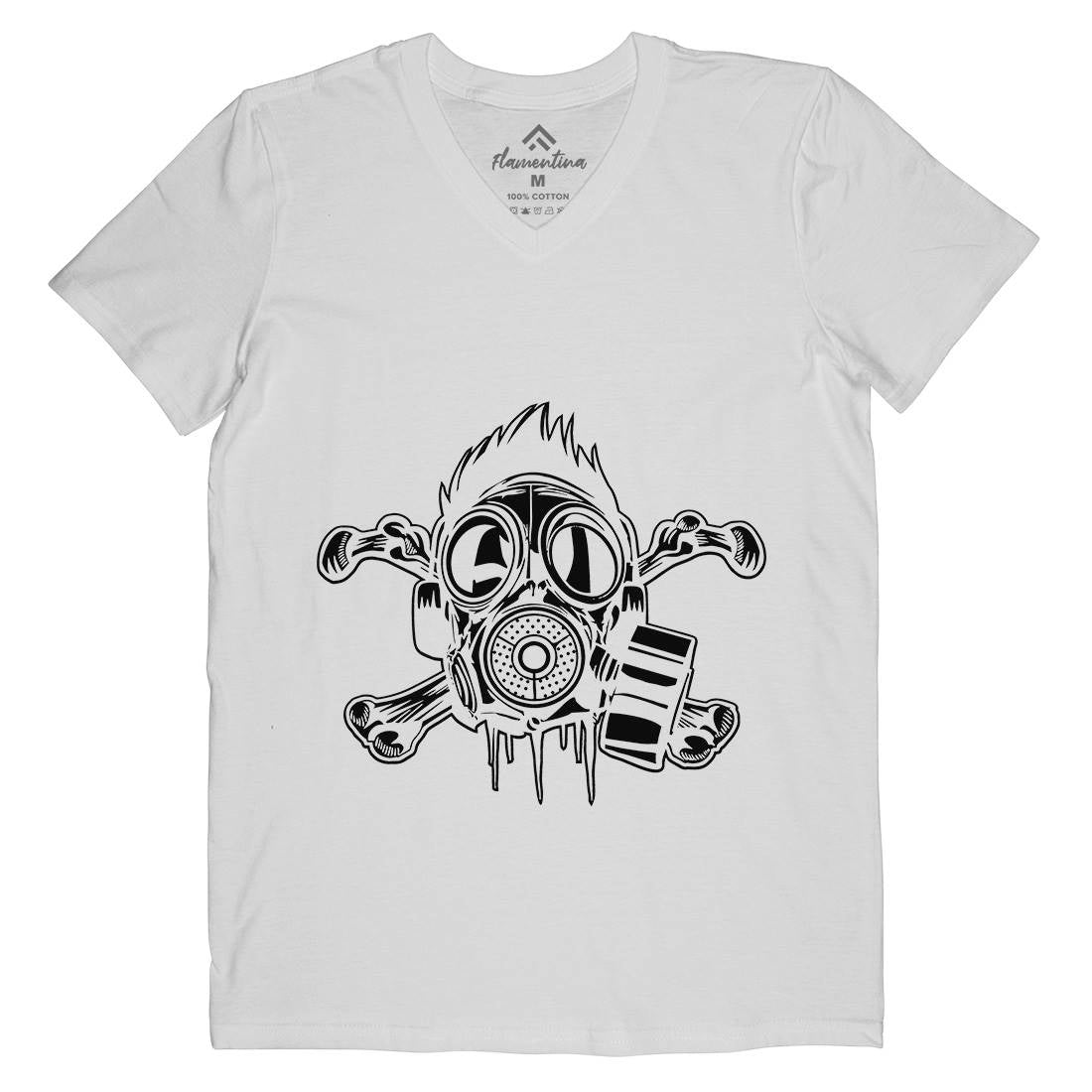 Cross Bones Mens Organic V-Neck T-Shirt Horror A518