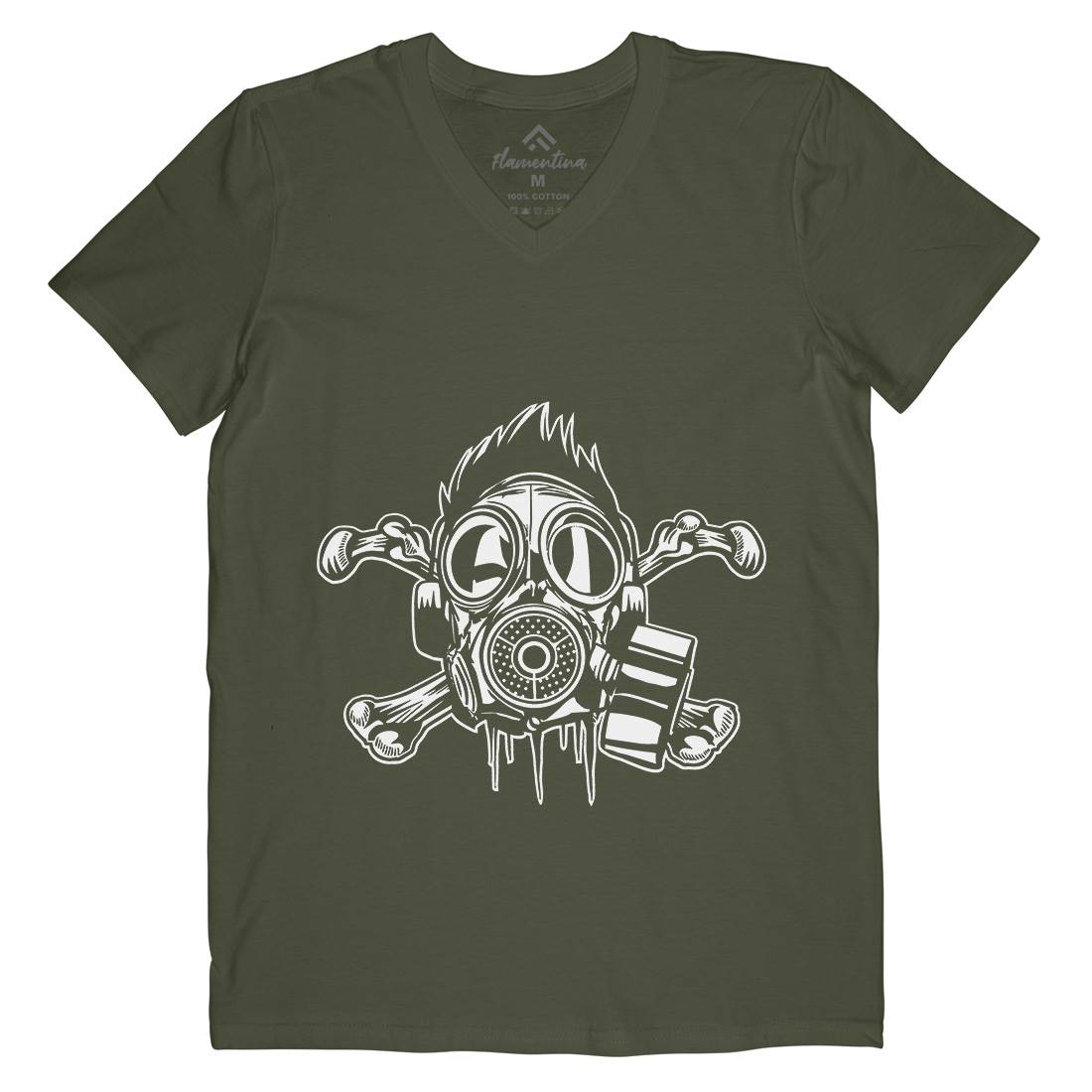 Cross Bones Mens Organic V-Neck T-Shirt Horror A518