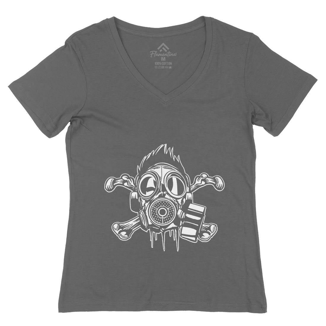 Cross Bones Womens Organic V-Neck T-Shirt Horror A518