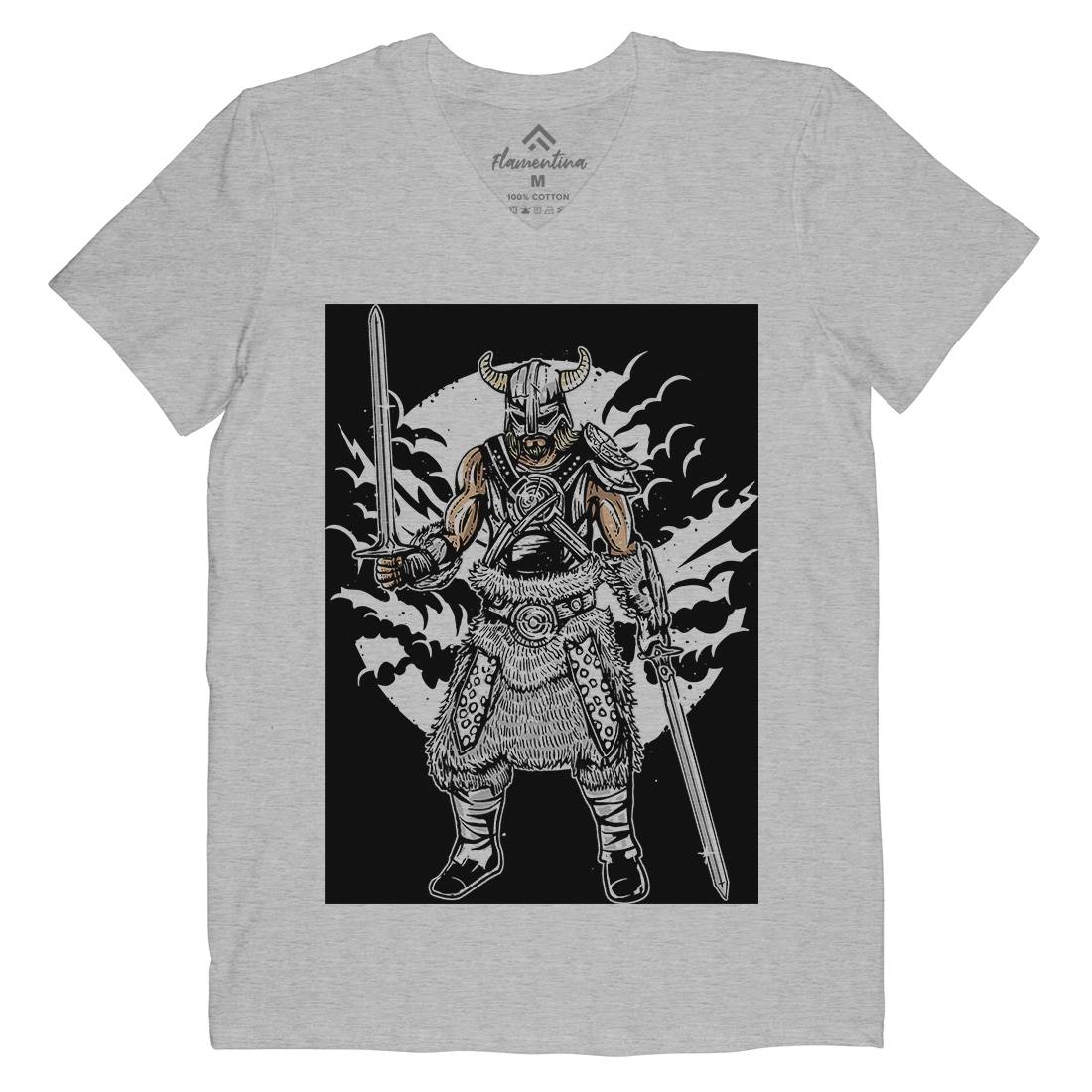 Dark Viking Mens Organic V-Neck T-Shirt Warriors A520